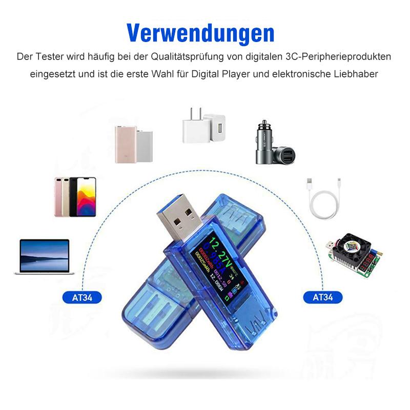 Farbbildschirm Digitaler voltmeter Amperemeter USB Ladegerät Tester Multimeter